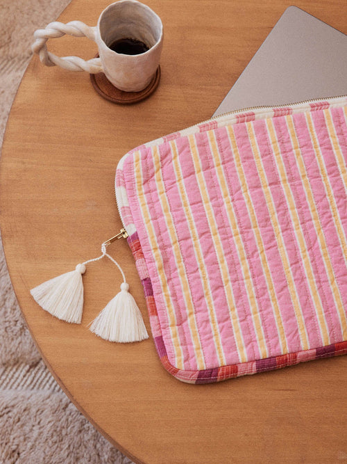 Home Laptop Pouch Hoa Cream Sun-Pink St