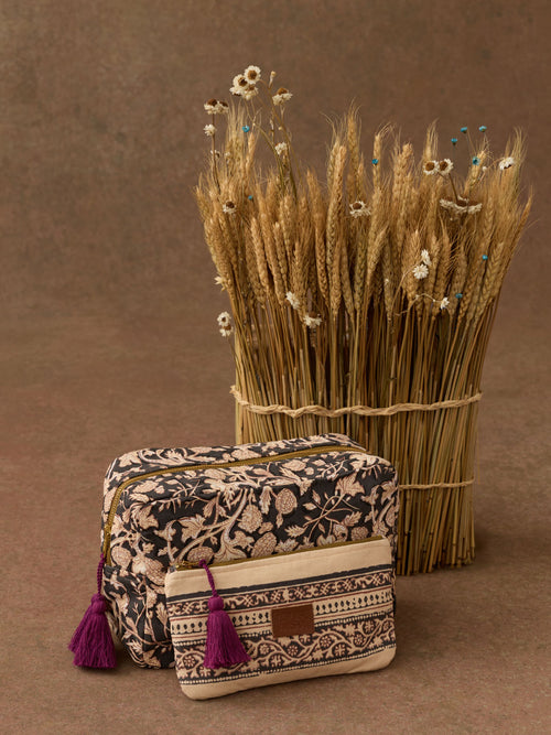 Maison duo de pochettes kaelis Black Blooming Woods