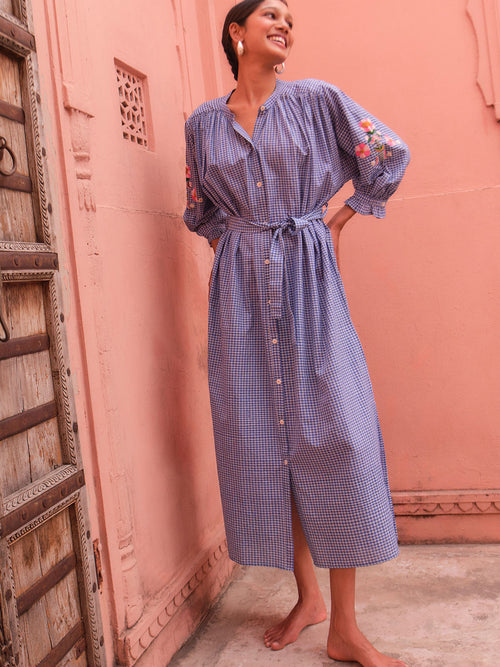 saheli - femme - rukiyana - blue checks handloom