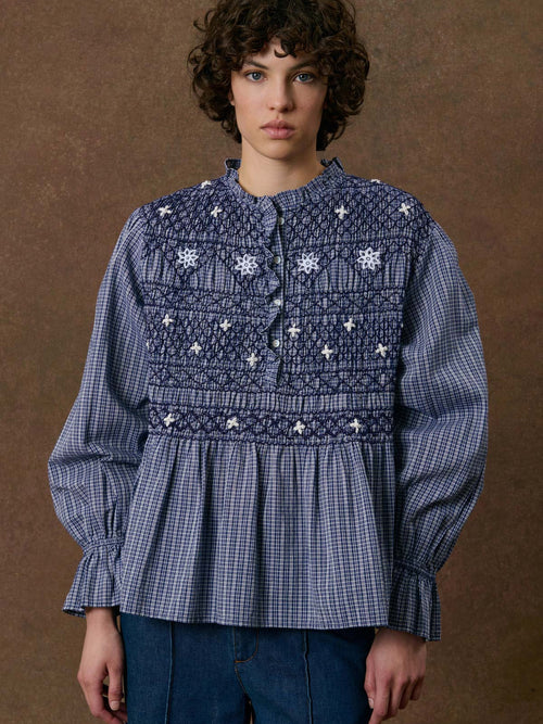 Femme Blouse Ileana Indigo Cozy Checks