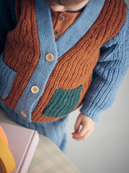 Kid Garçon Cardigan Polo Caramel