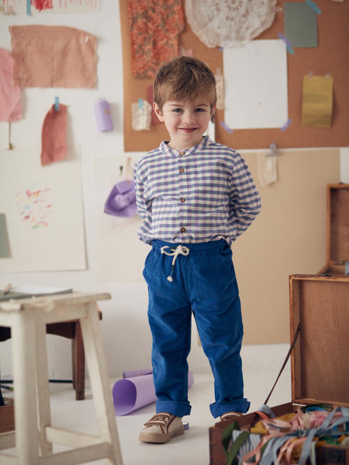 Kid Garçon Shirt Amod Blue & Purple Checks