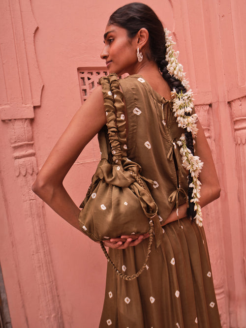 saheli - femme - sac jodhpur - khaki bandhani