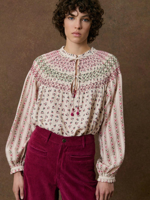 Femme Blouse Pal Cr.pink S-cr.flow B.