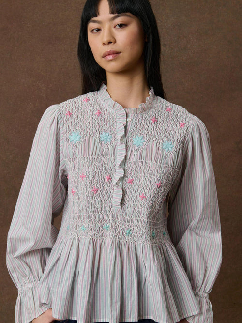Femme Blouse Ileana Green Silva Stripes