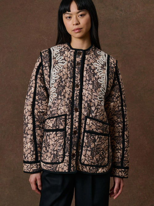 Femme Veste Aliouchki Black Blooming Woods