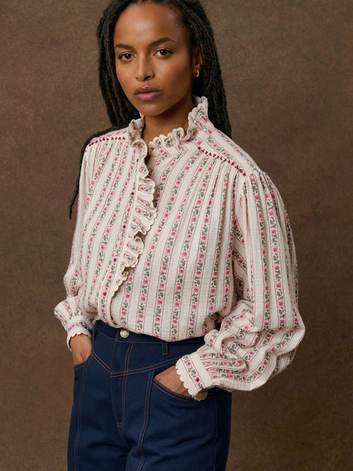 Femme Blouse Cora Cream Flower Beds